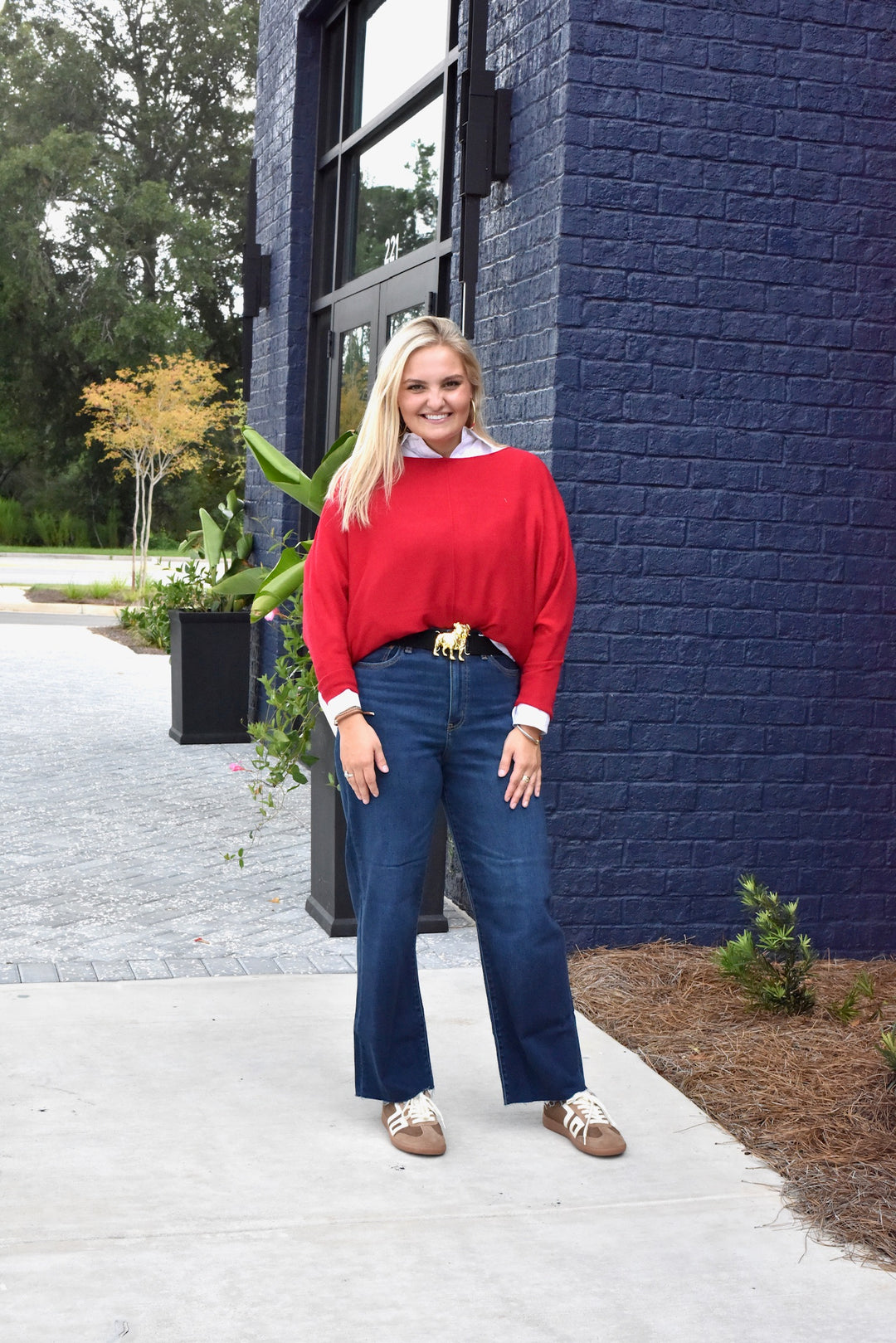 Ryu Sweater Top in Scarlet