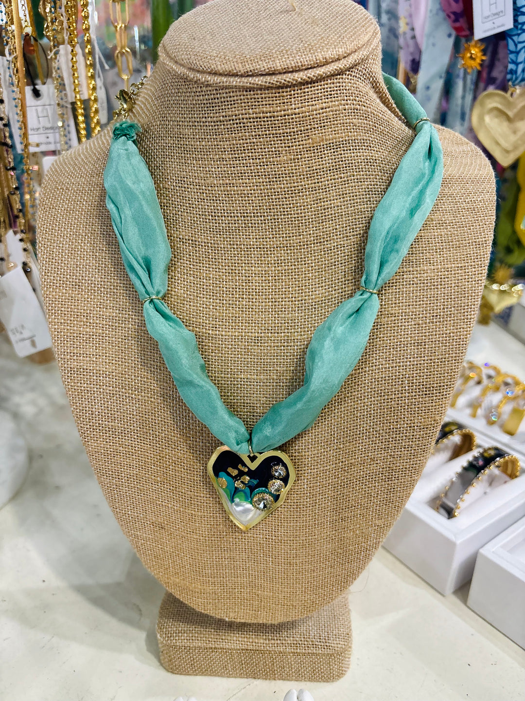 Teal Stone Heart Necklace