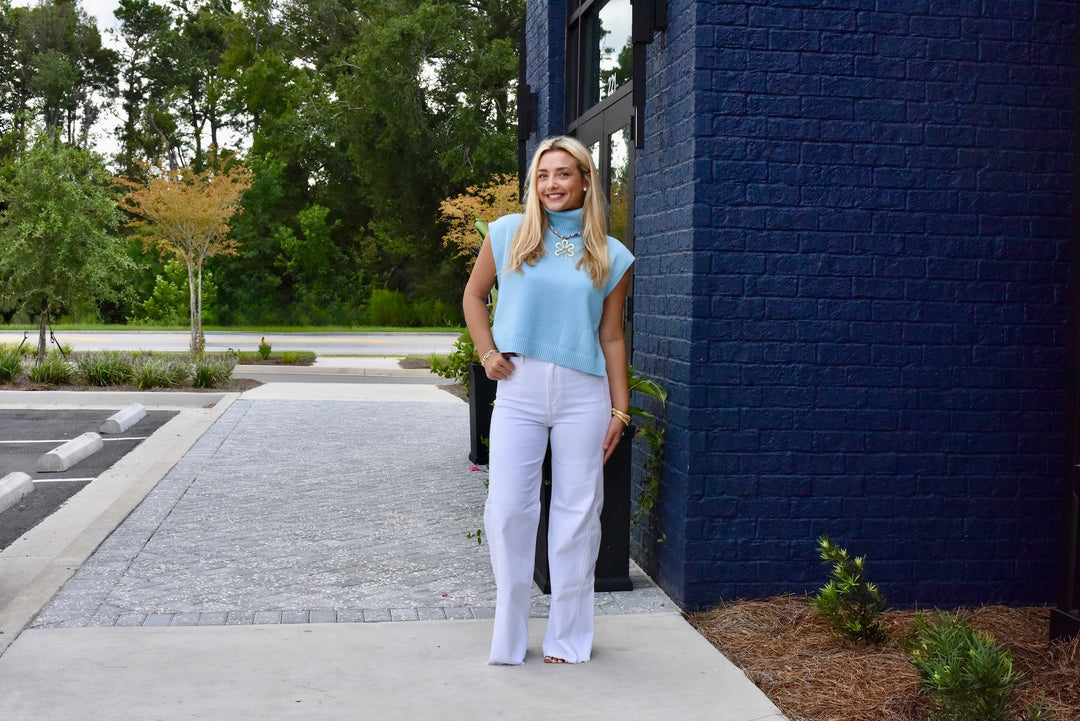 Blue Turtleneck Sweater
