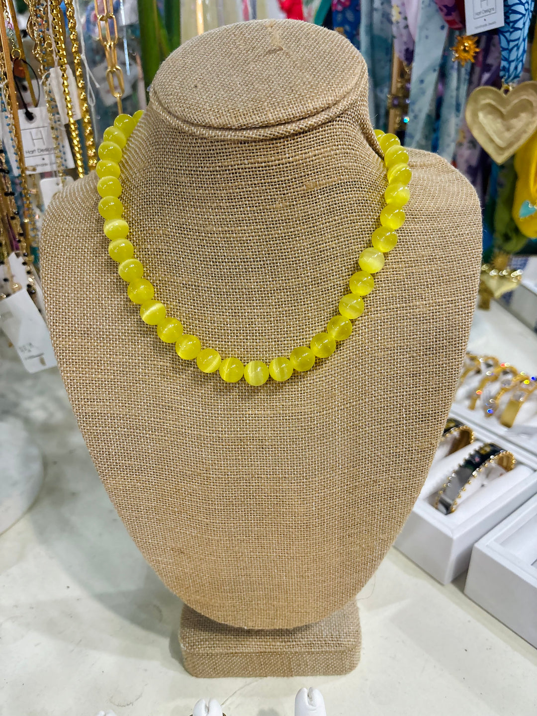 Yellow Glass Bead Necklace