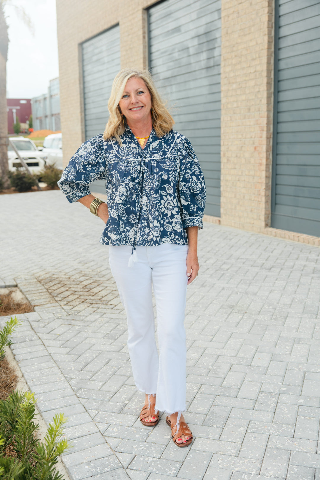 Navy Floral Top