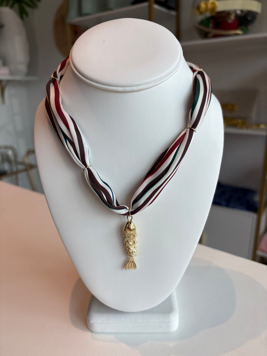 Fish Striped Scarf Necklace