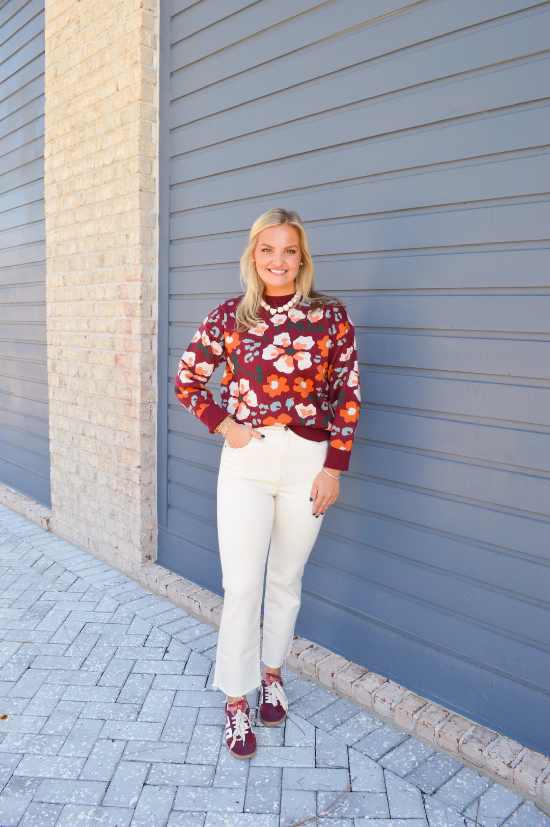 Burgandy Printed Sweater