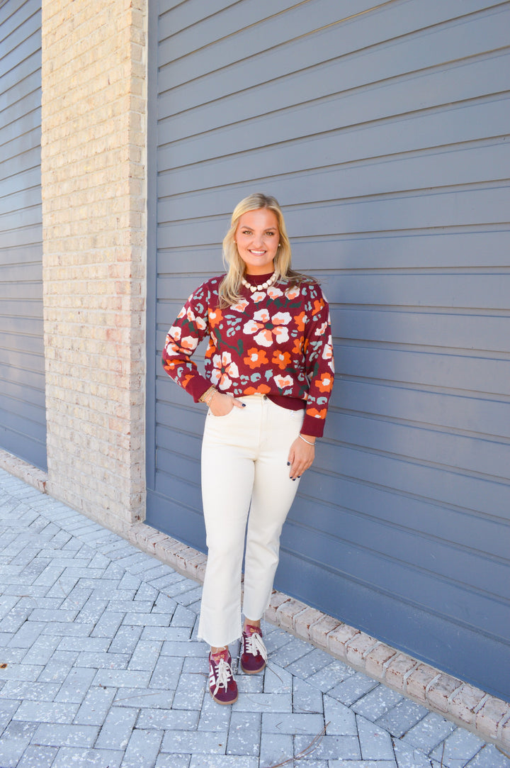 Burgandy Printed Sweater