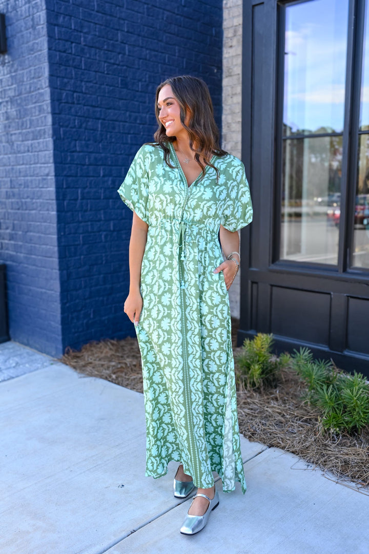 Pia Caftan in Marlie Matcha
