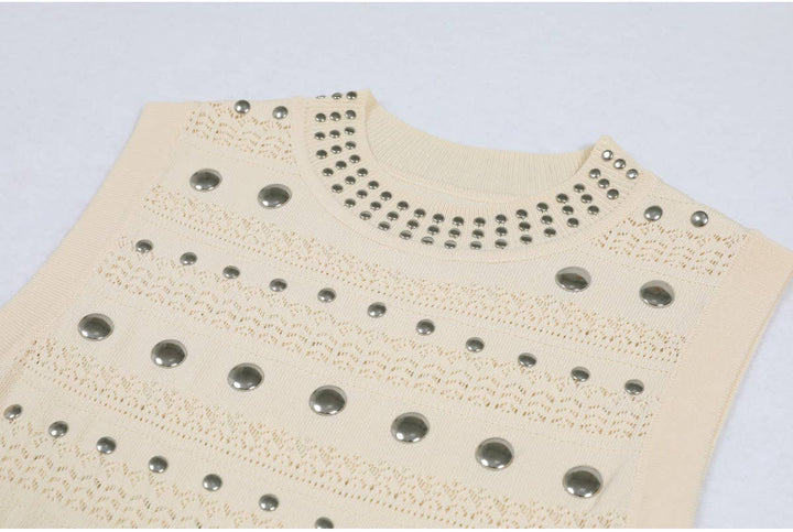 Apricot Sleeveless Rivet Knit Maxi Dress