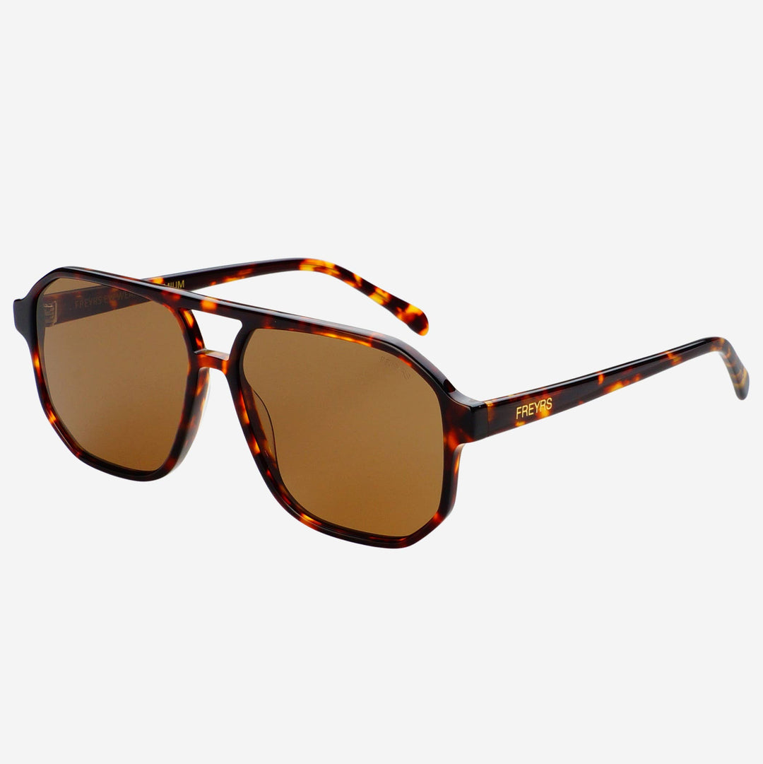 Billie ( NEW ) Unisex Aviator Sunglasses : Dark Tortoise / Solid Brown