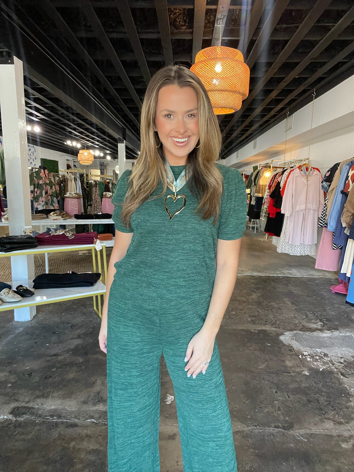 Green Ribbed Knit Set