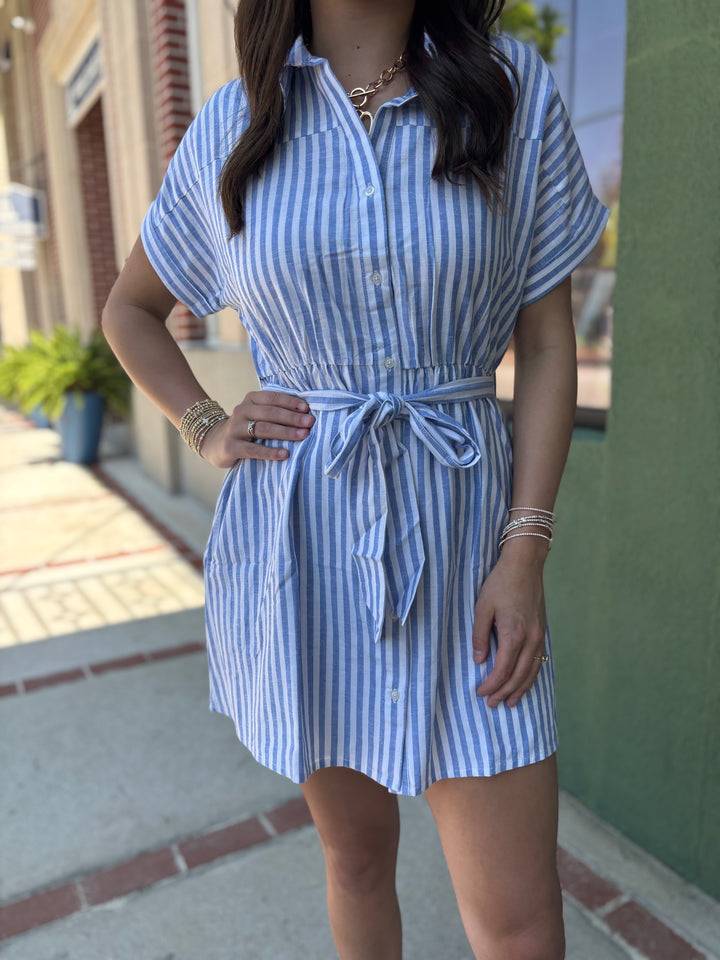 Blue Stripe Mini Dress