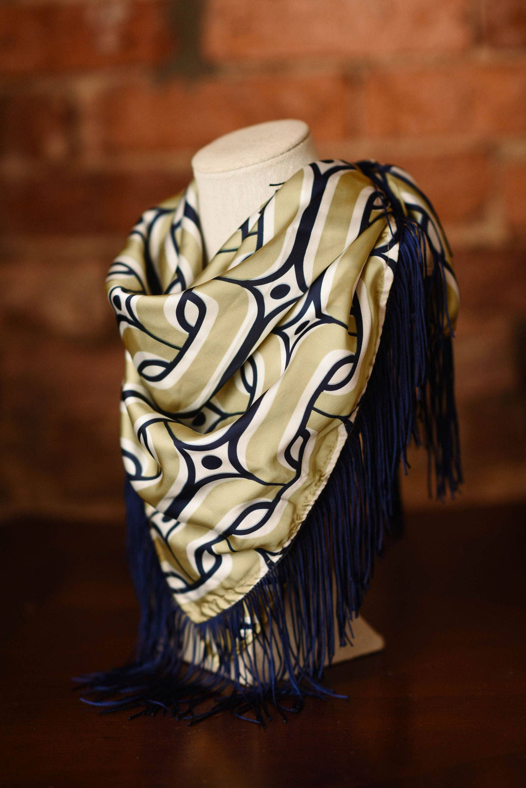Game Day Fringe Scarf: Navy and Gold