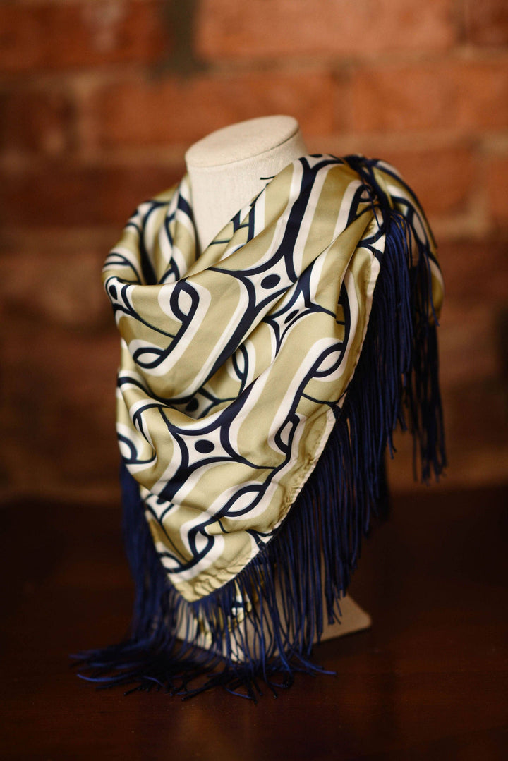 Game Day Fringe Scarf: Navy and Gold