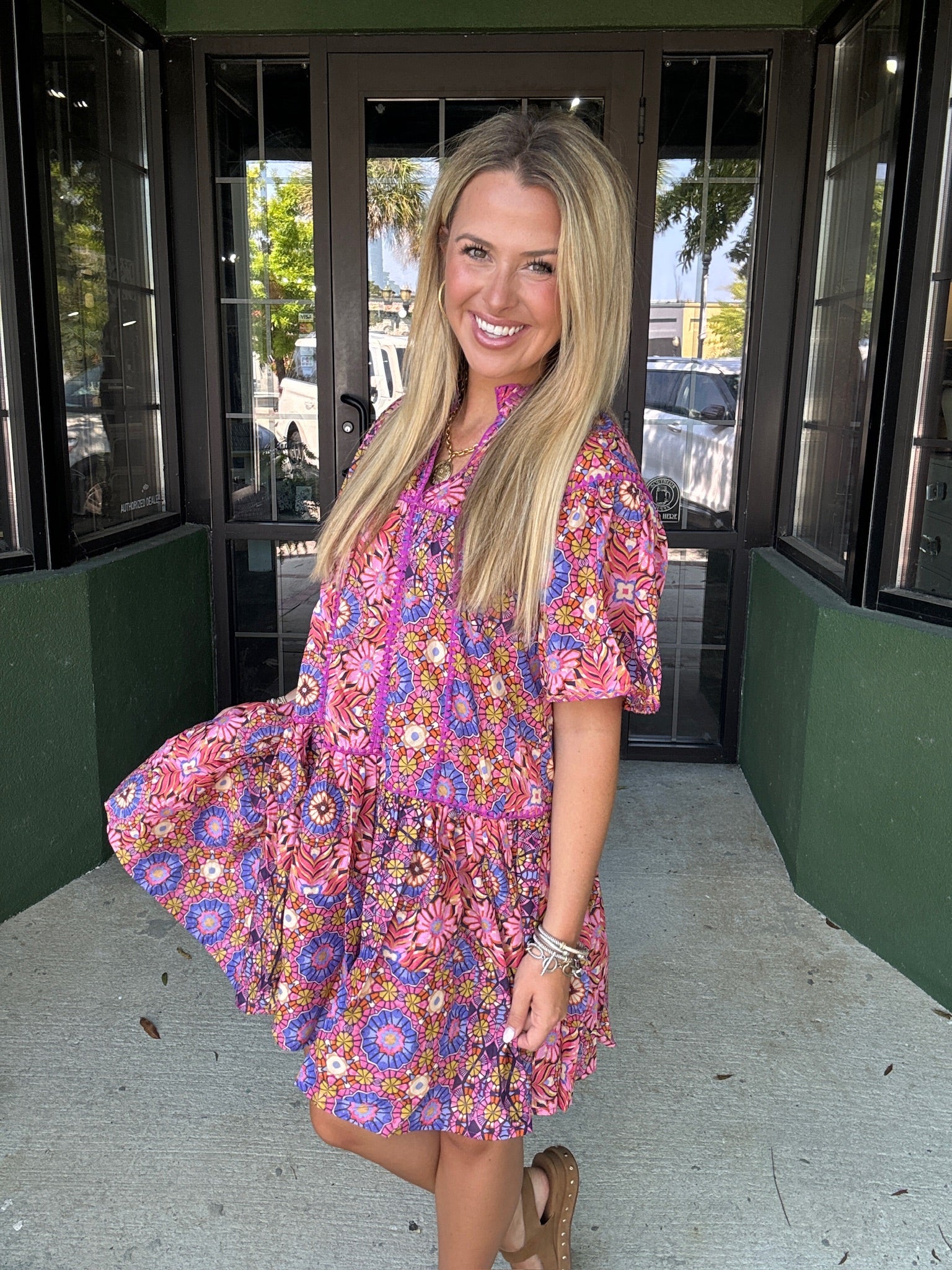 Brushed Floral Mini Dress