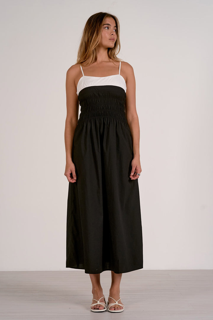 Black Colorblock Maxi Dress