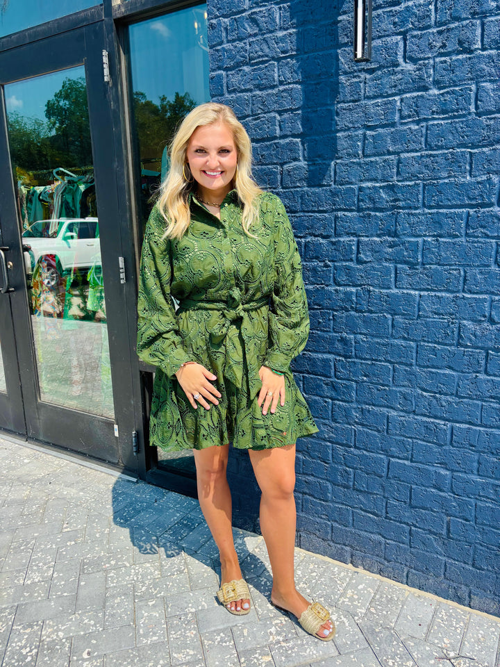 Embroidered Green Lace Dress