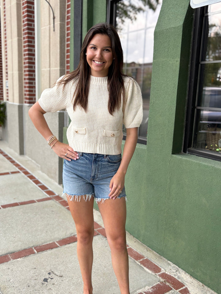 Cream Button Sweater