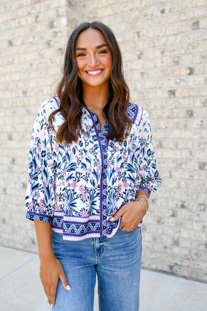 Vintage Meadow Trim Blouse