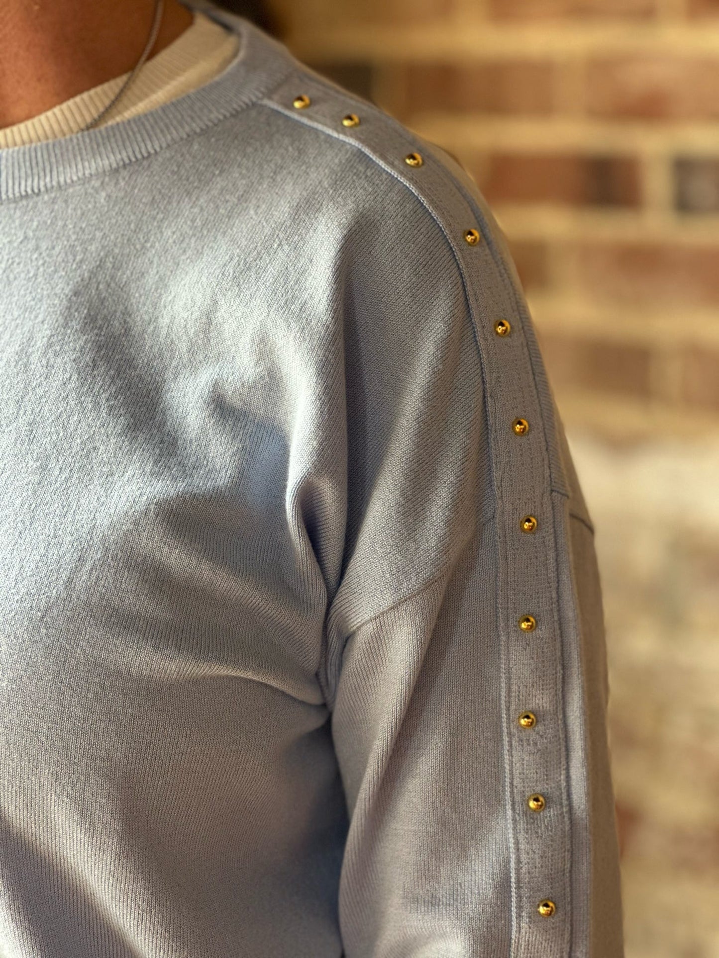 Blue Stud Sweater