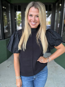 Black Puff Sleeve Top