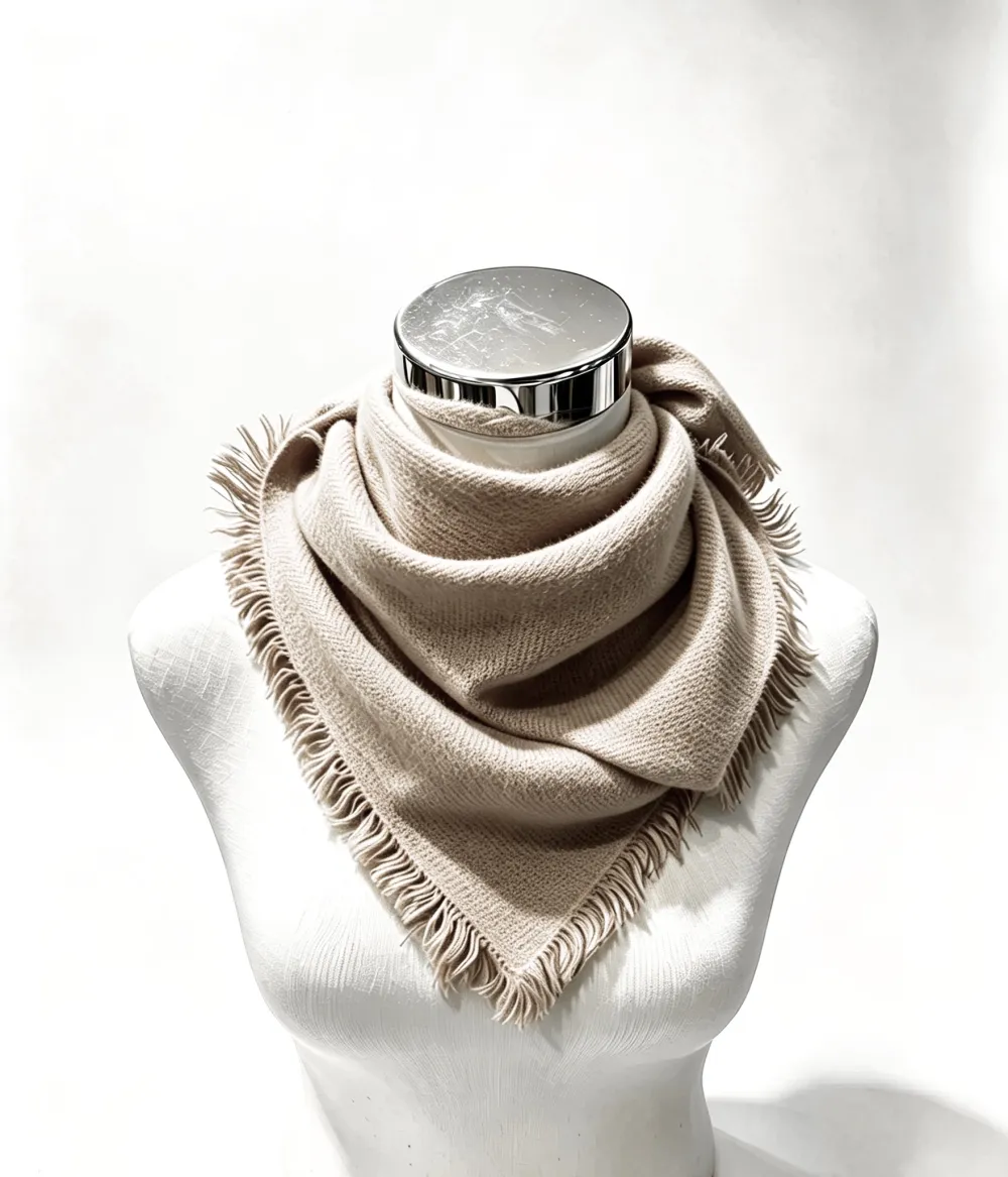 Small solid square scarf in Taupe