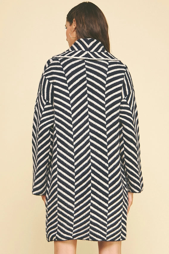 Navy Diagonal Stripe Cardigan