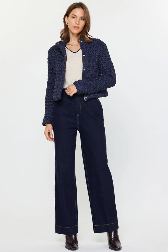 Navy Quilted Puffed Jacket