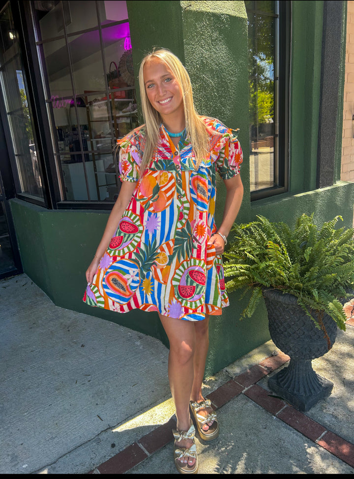 Tropical Fruit Baby Doll Dress