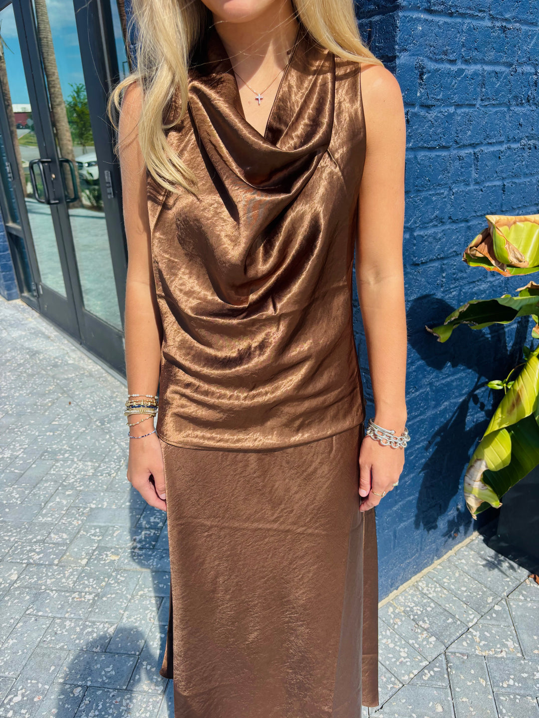 Bronze Satin Top