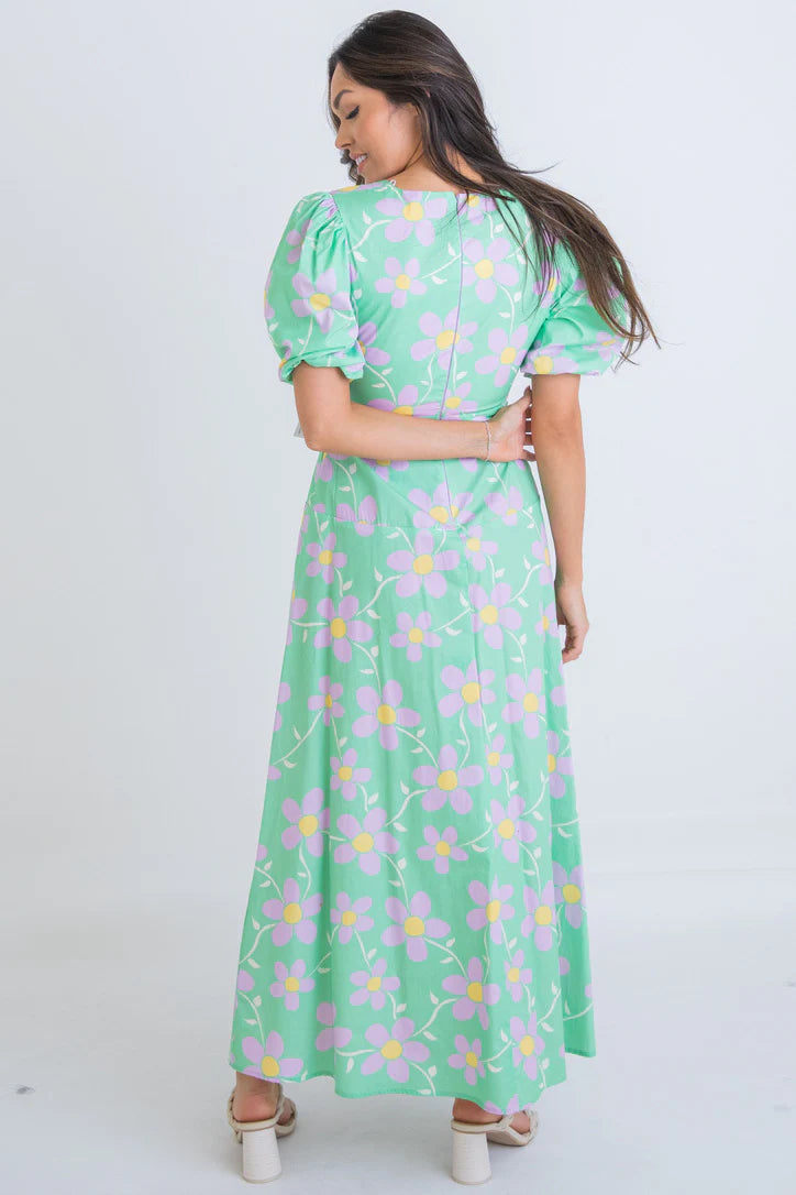 Daisy V-Neck Key-Hole Maxi Dress