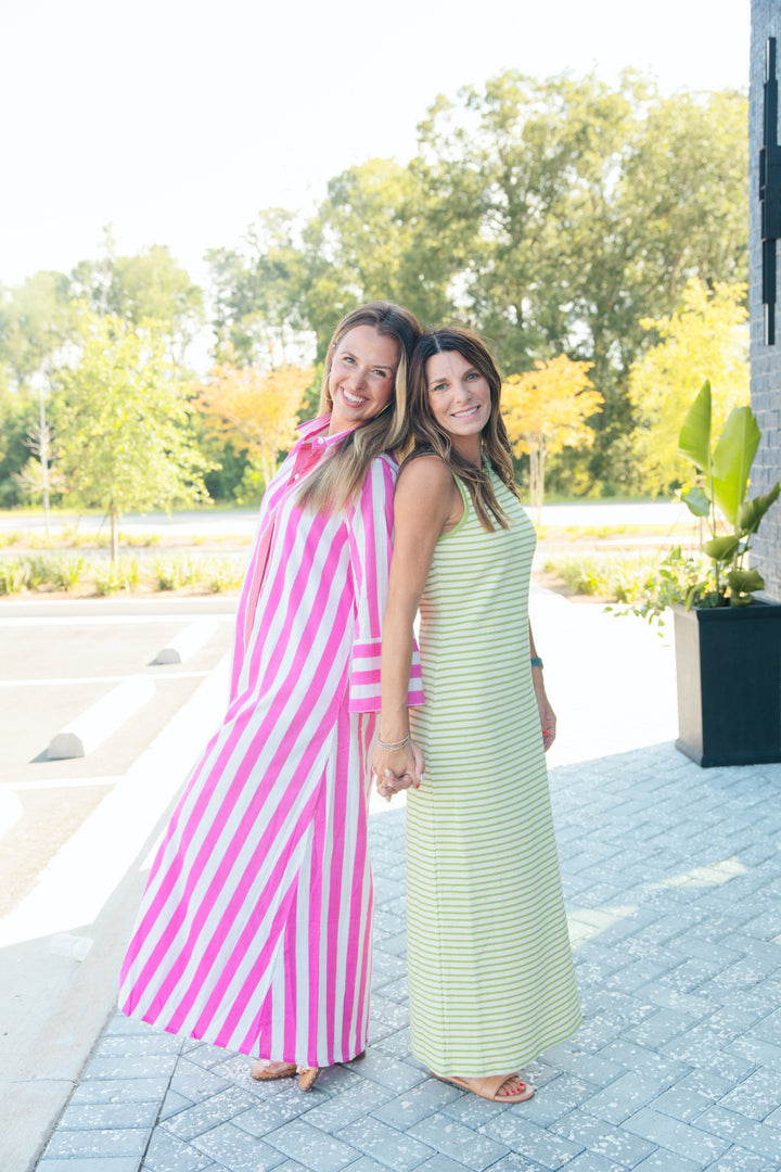 Derby Pink Stripe Cabana Caftan Dress