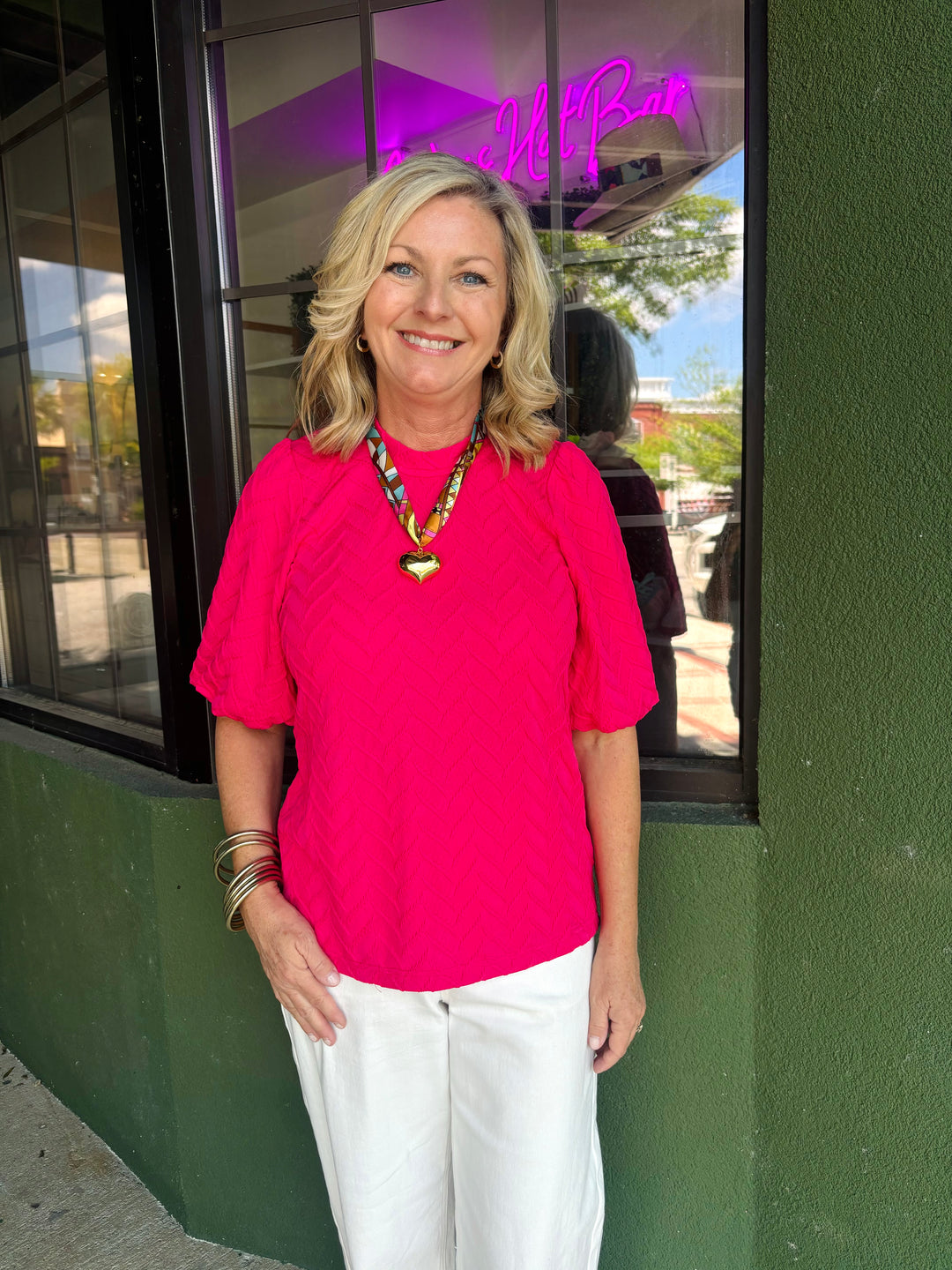 Fuchsia Balloon Sleeve Top