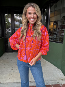 Tangerine Floral Top