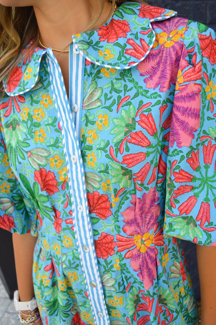 Tropical Button Shirt Dress