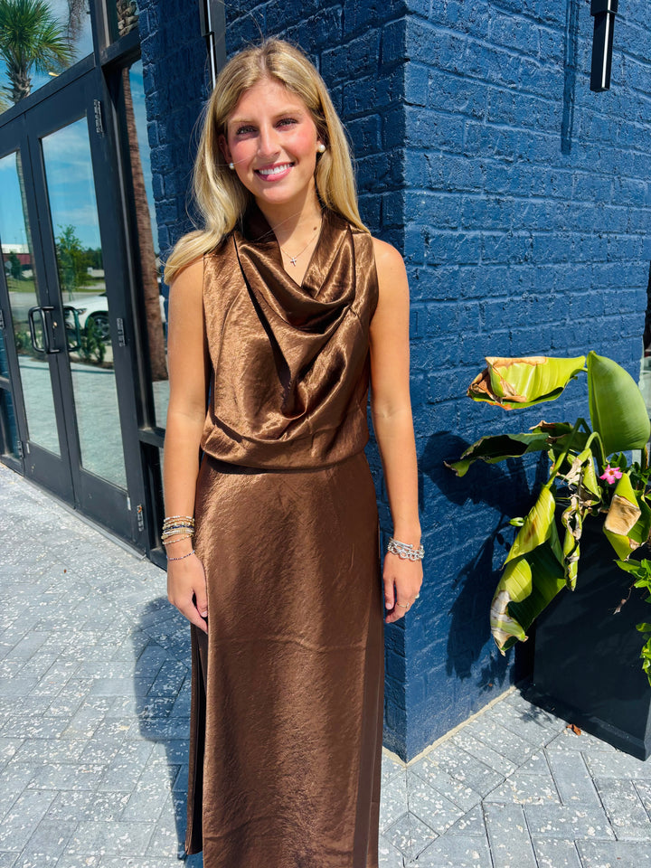 Bronze Satin Top