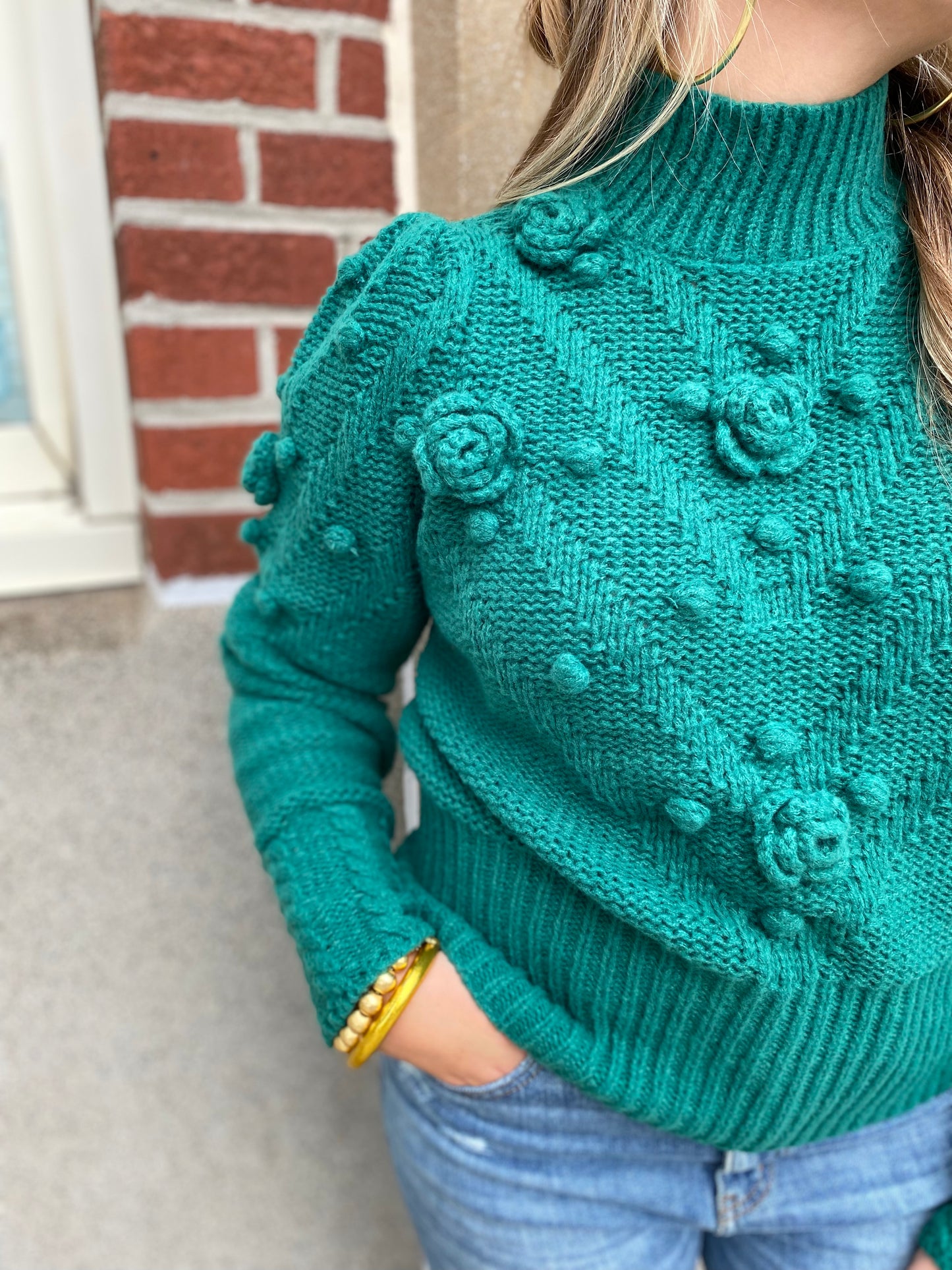 Emerald Flower Sweater