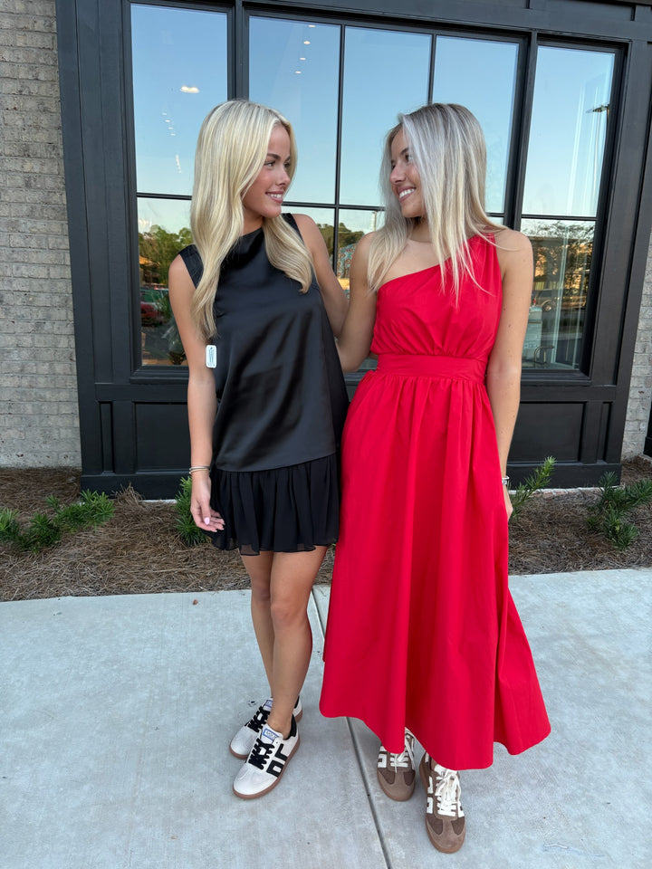 Marina Silky Ruched Mini Dress