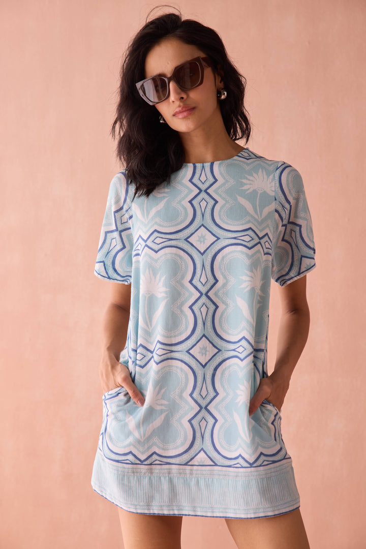 Adi Mini Dress in Santorini Blue