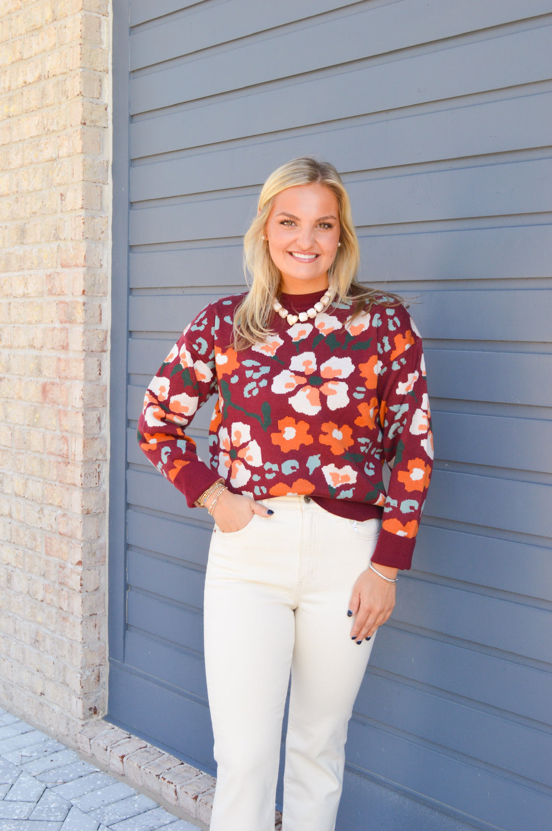 Burgandy Printed Sweater