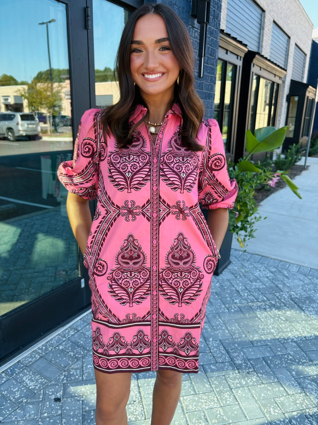 Ava Salmon Motif Dress