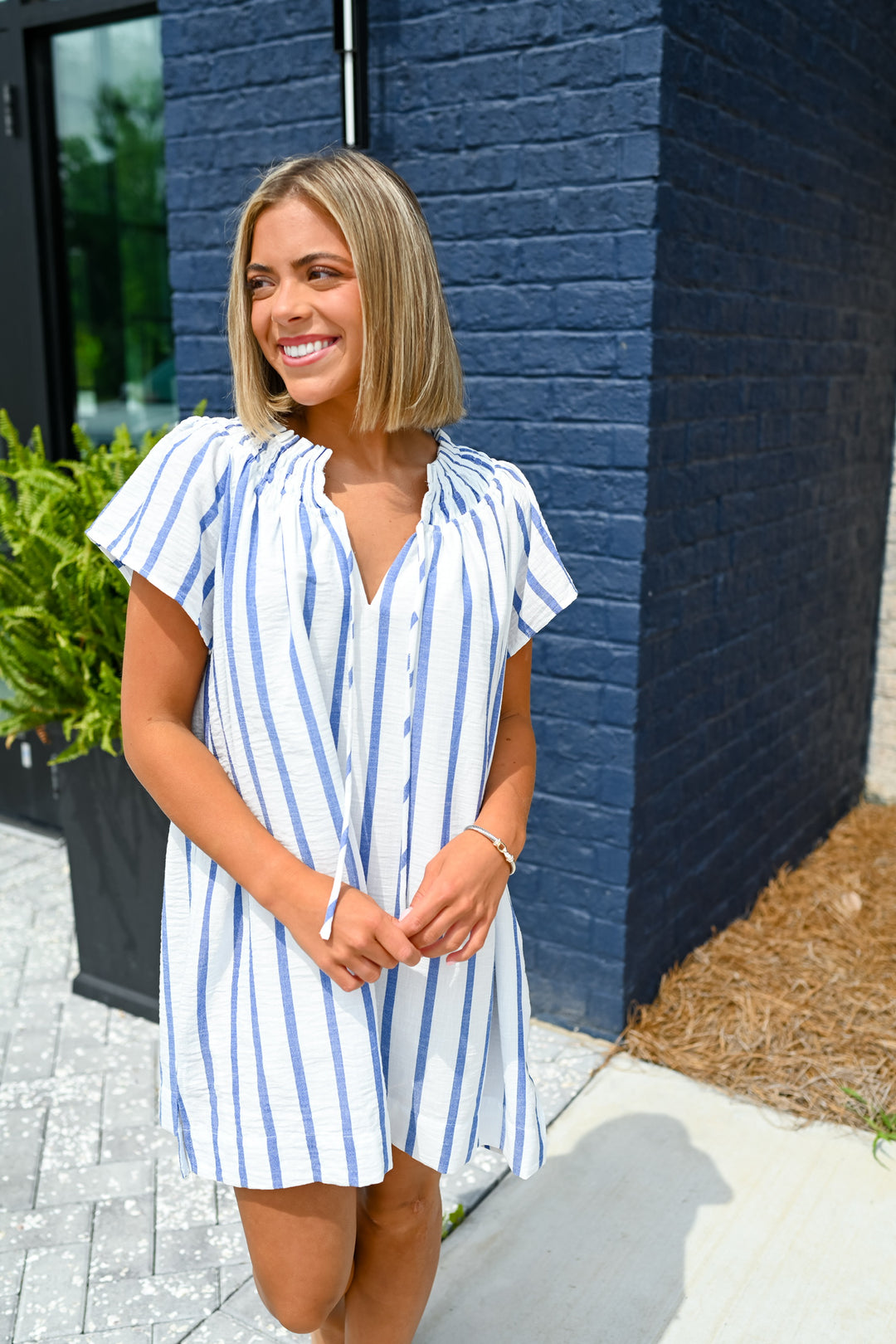 Blue Striped Day Dress