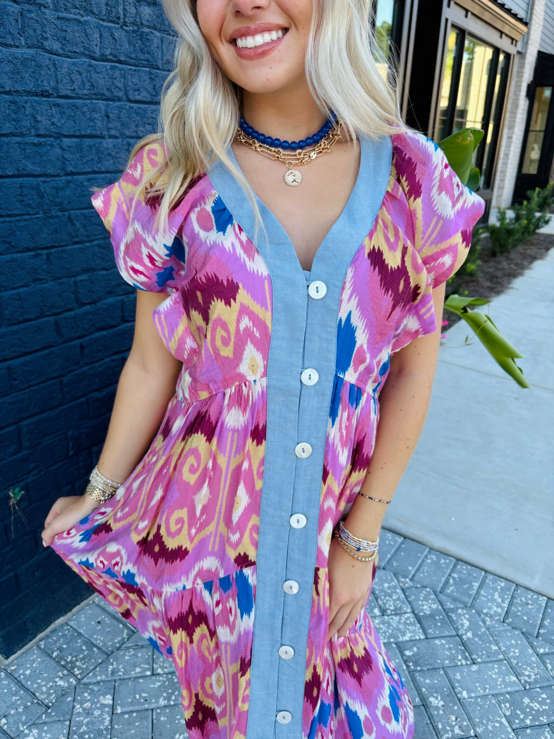 Pink Abstract Maxi Dress