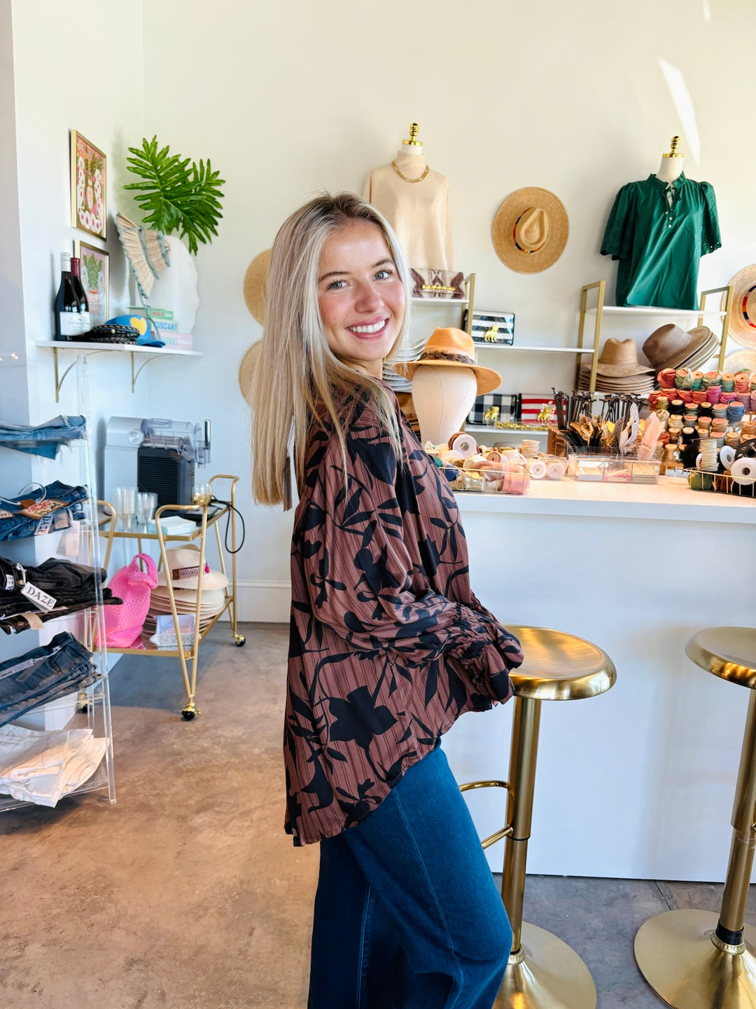 Foliage Button Down Top