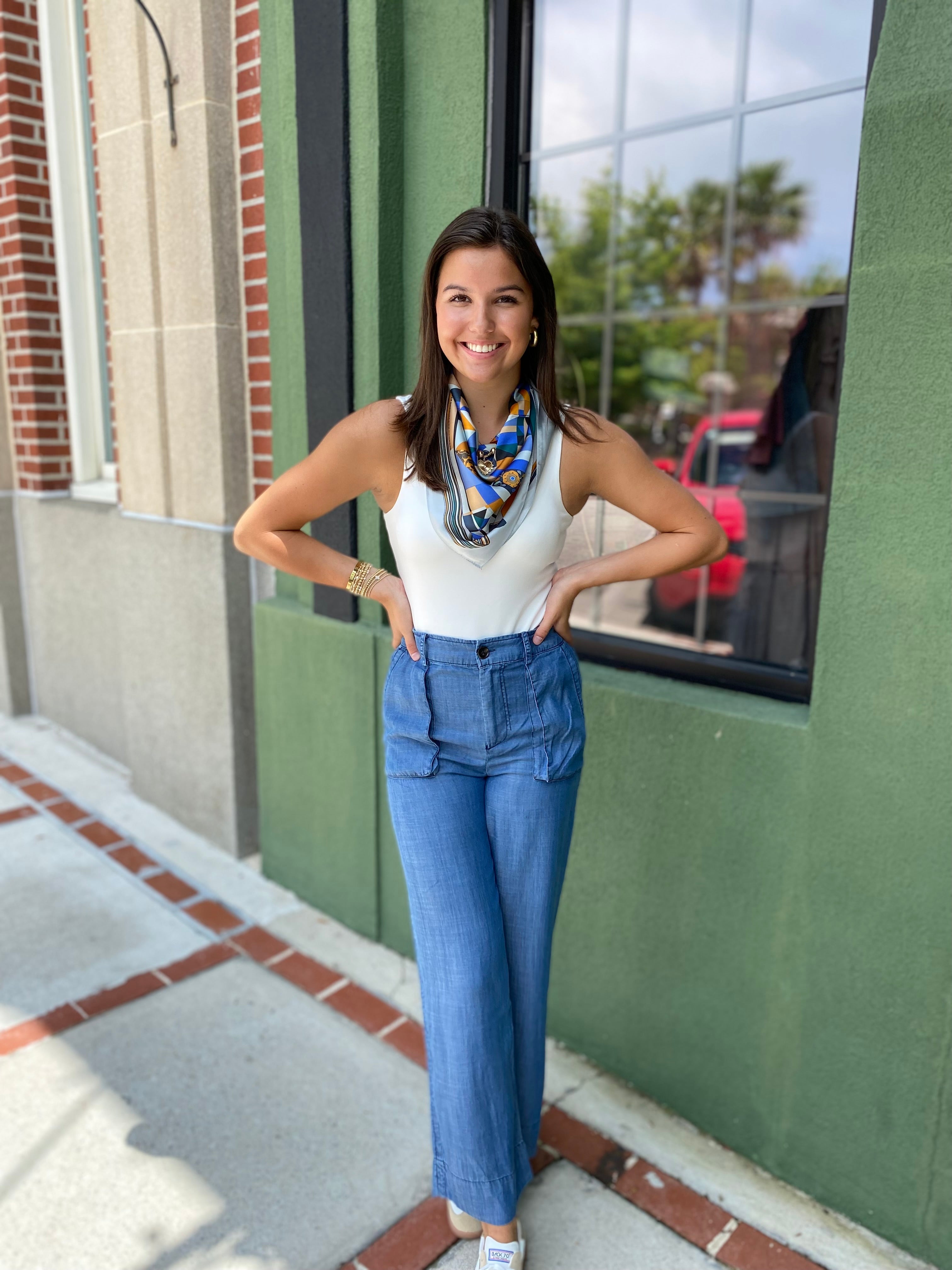 Chambray Wide Leg Pants