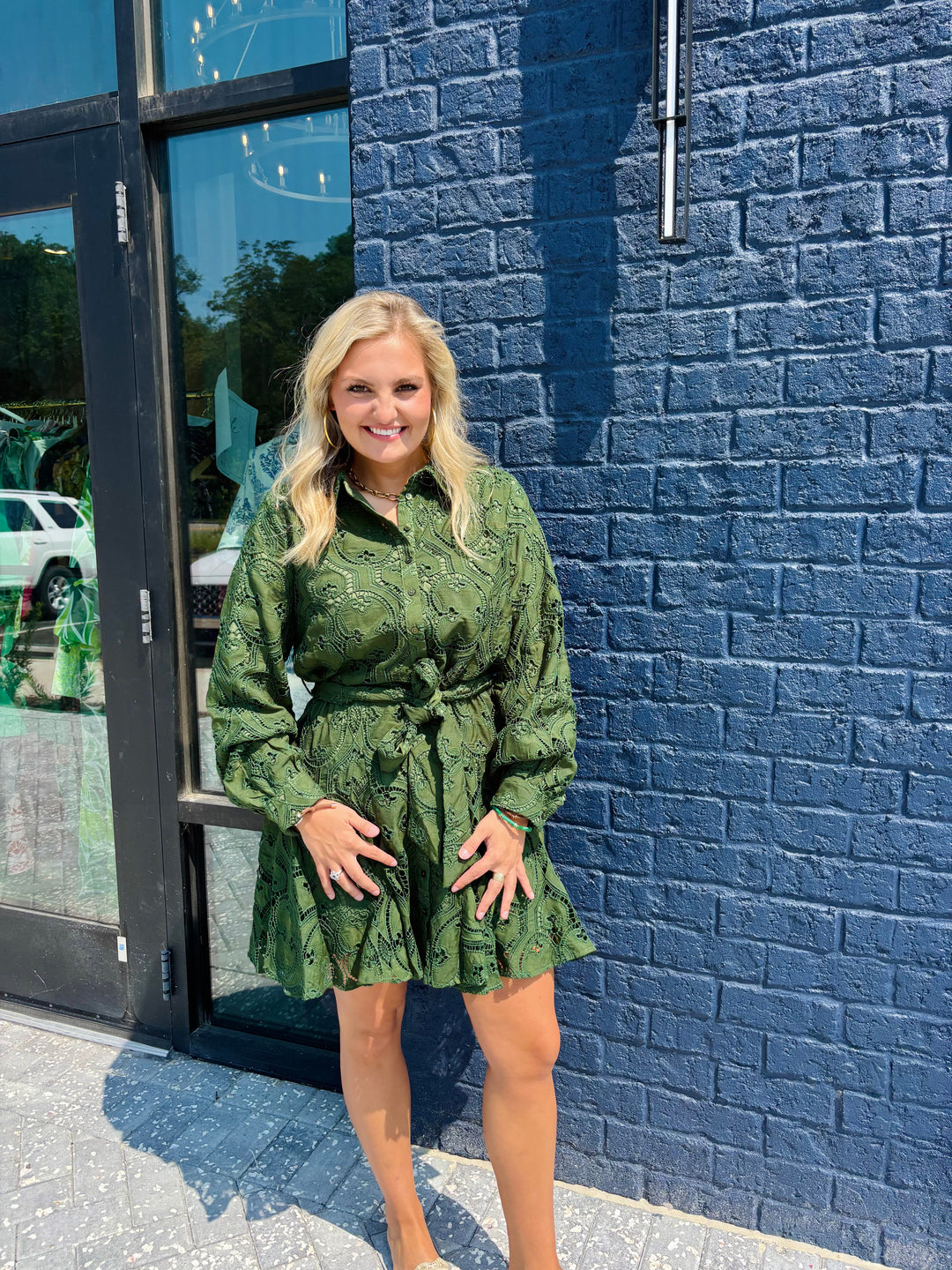 Embroidered Green Lace Dress