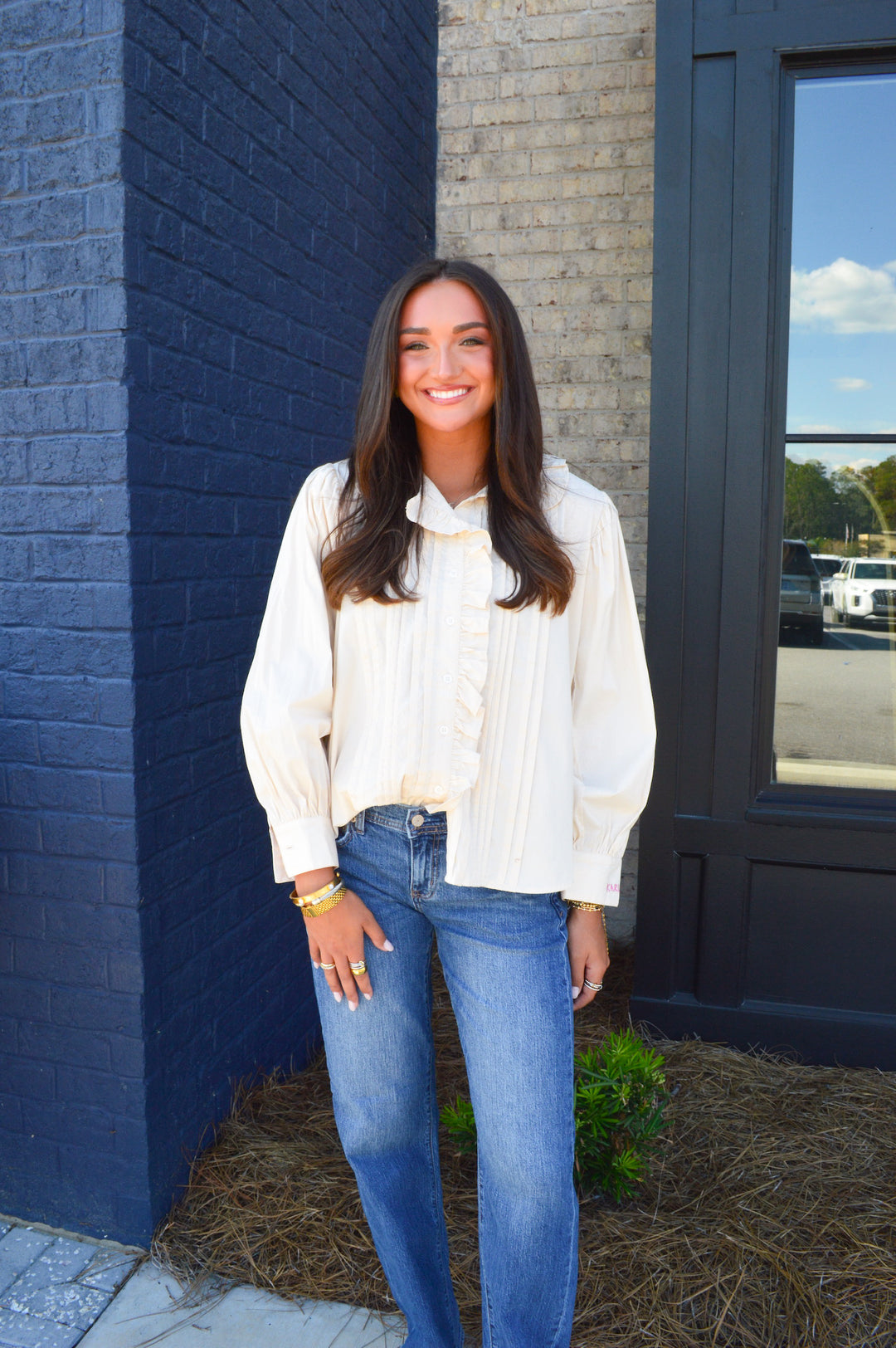 Ivory Pleated Top