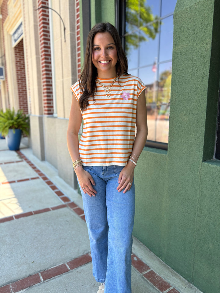 Orange & White Striped Tee