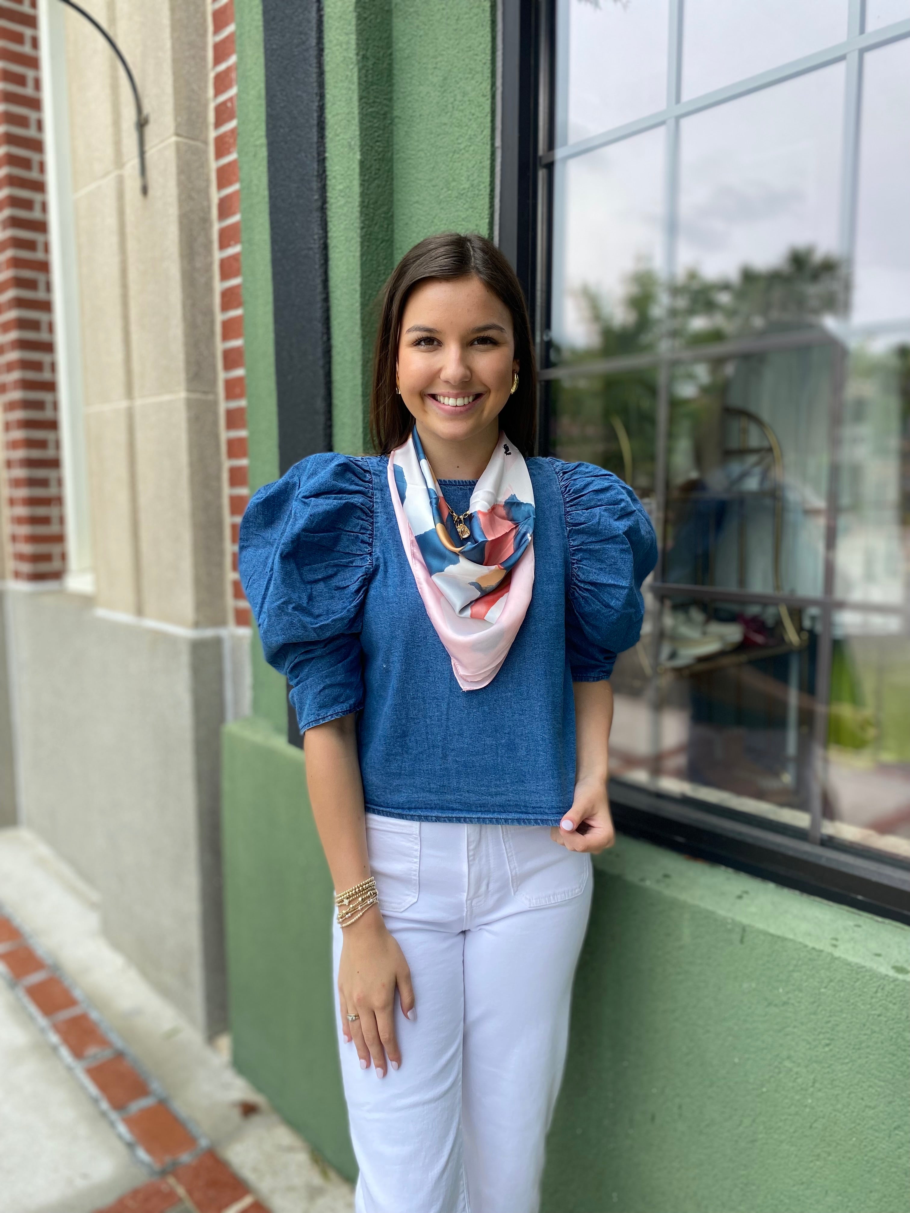 Denim Ruffle Top