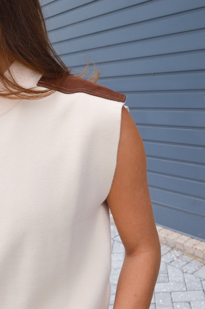 Suede Detailed Sweater Vest