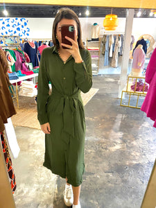 Olive Green Tie Dress