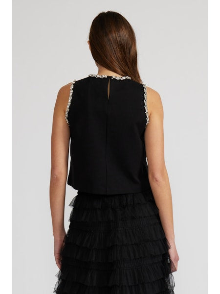 Black Crystal Trim Top