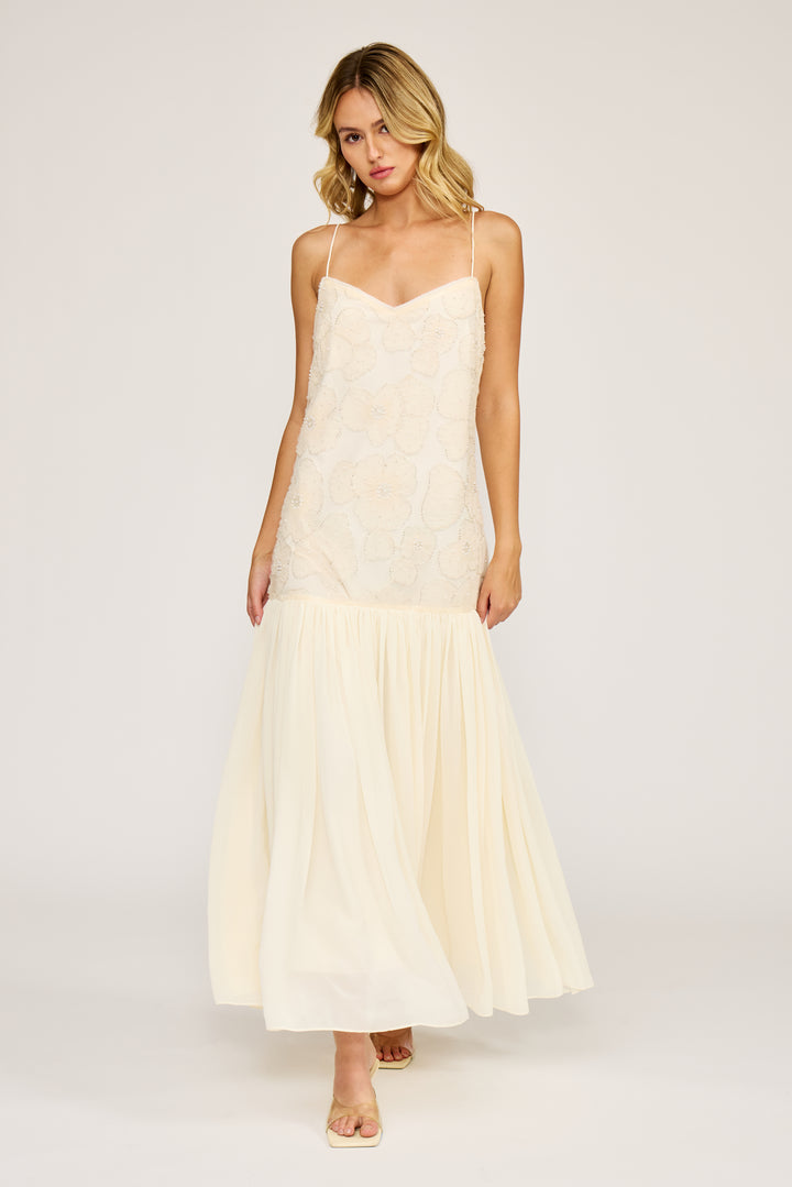 Ivory Drop Waist Sequin Dress